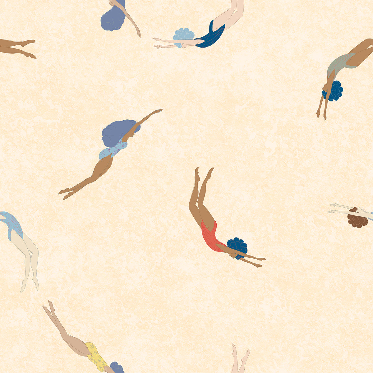 Summer Plunge in Peach Sand by Cat Bellini, peel and stick wallpaper