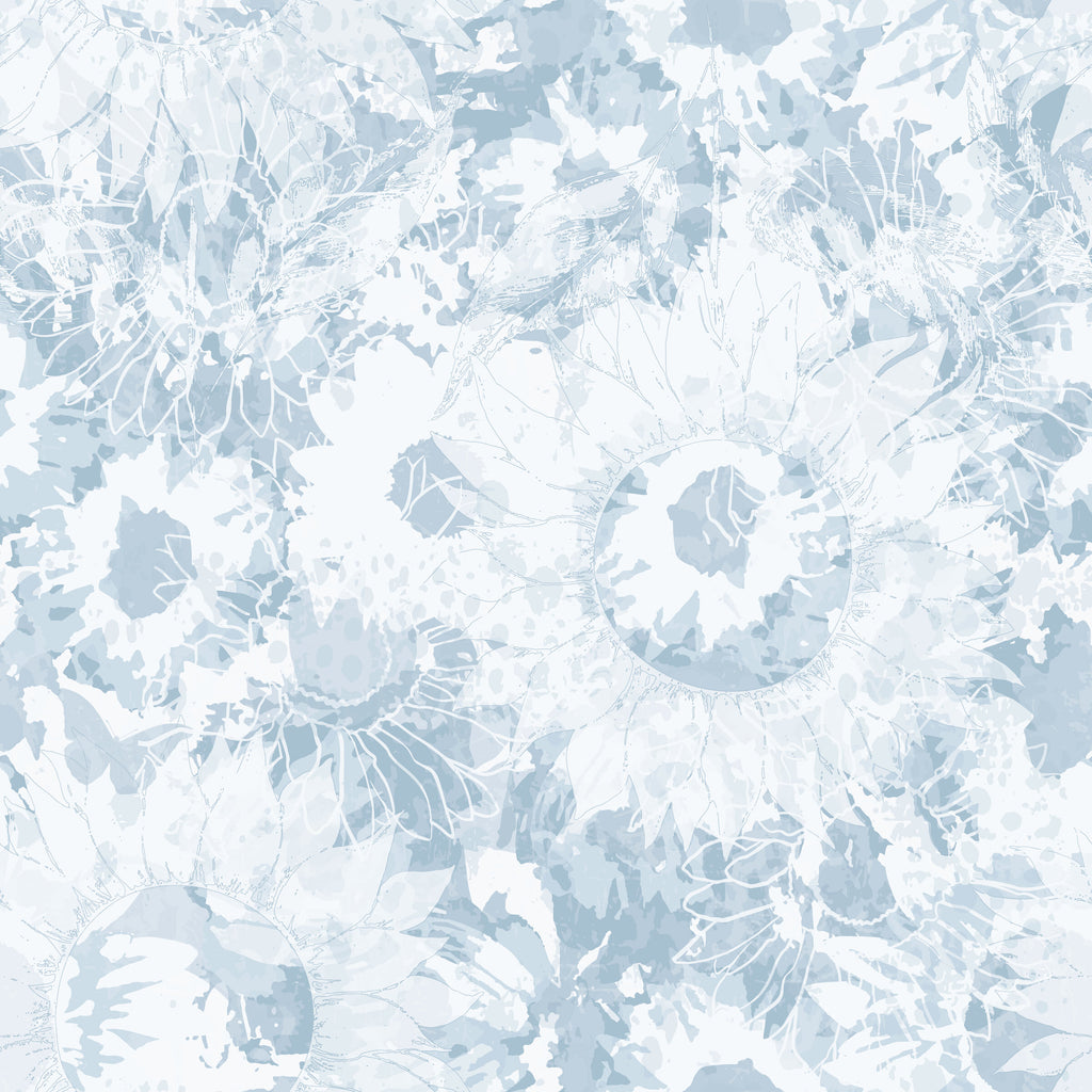 Sunflowers in Blue by De-Anne Strange, peel and stick wallpaper