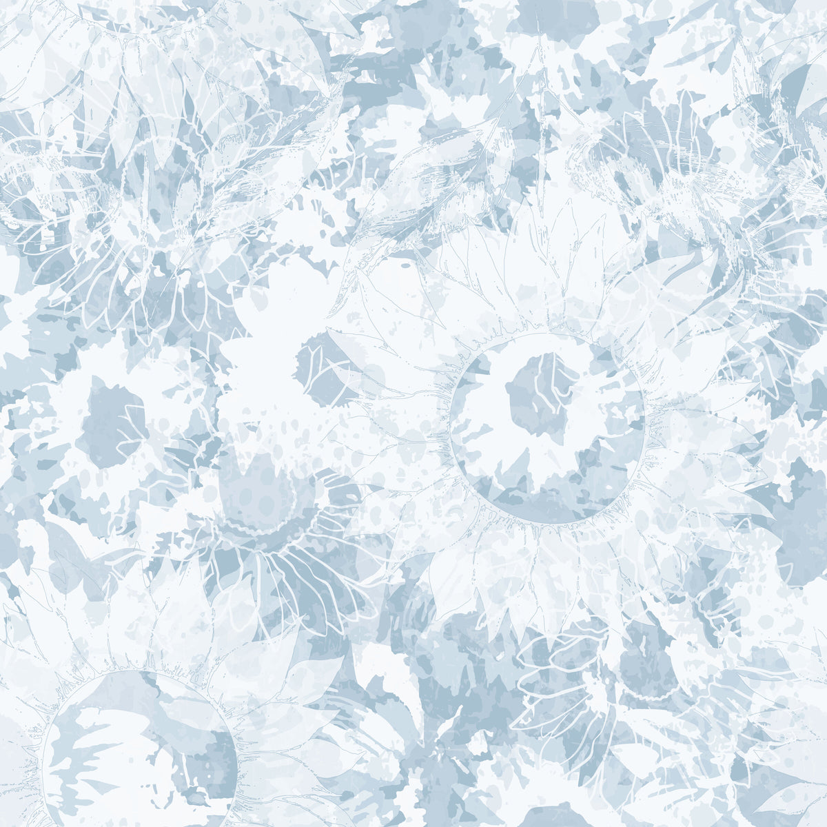 Sunflowers in Blue by De-Anne Strange, peel and stick wallpaper