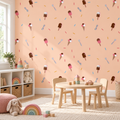 Sweet Scoops peel and stick wallpaper styled on a feature wall