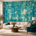 Teal Canvas, peel and stick wallpaper styled on a feature wall