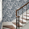 Teal Vines by De-Anne Strange, peel and stick wallpaper styled in a room