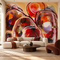 The Lost City mural by Lara Scolari, peel and stick wallpaper styled in a room