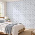 Tiled Harmony, peel and stick wallpaper styled on a feature wall