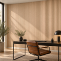 Timber Batten, peel and stick wallpaper styled on a feature wall