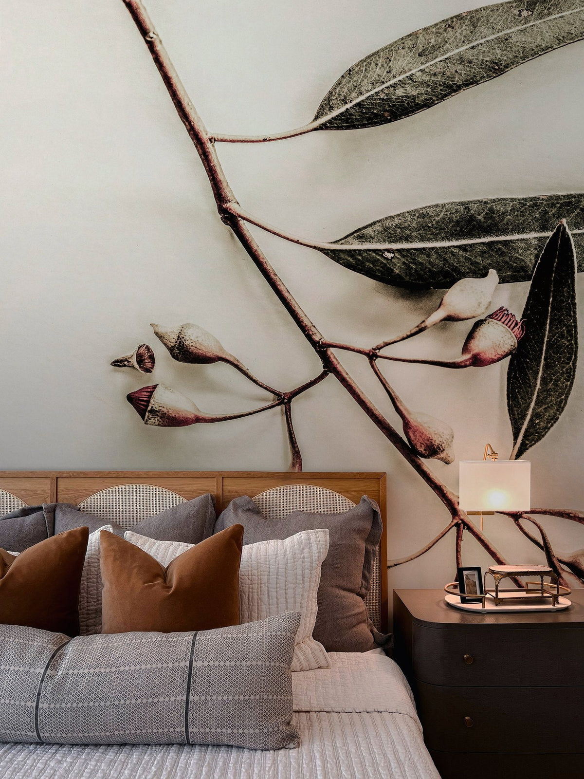 Touch of Warmth mural by De-Anne Strange, peel and stick wallpaper styled in a room