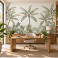 Tropical Panels, peel and stick wallpaper styled on a feature wall