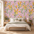 Tulip Breeze, peel and stick wallpaper styled on a feature wall