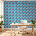 Turquoise Links, peel and stick wallpaper styled on a feature wall
