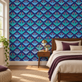 Twilight Tulips peel and stick wallpaper styled on a feature wall