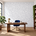 Urban Scribbles, peel and stick wallpaper styled on a feature wall