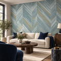 Velvet Chevron, peel and stick wallpaper styled on a feature wall