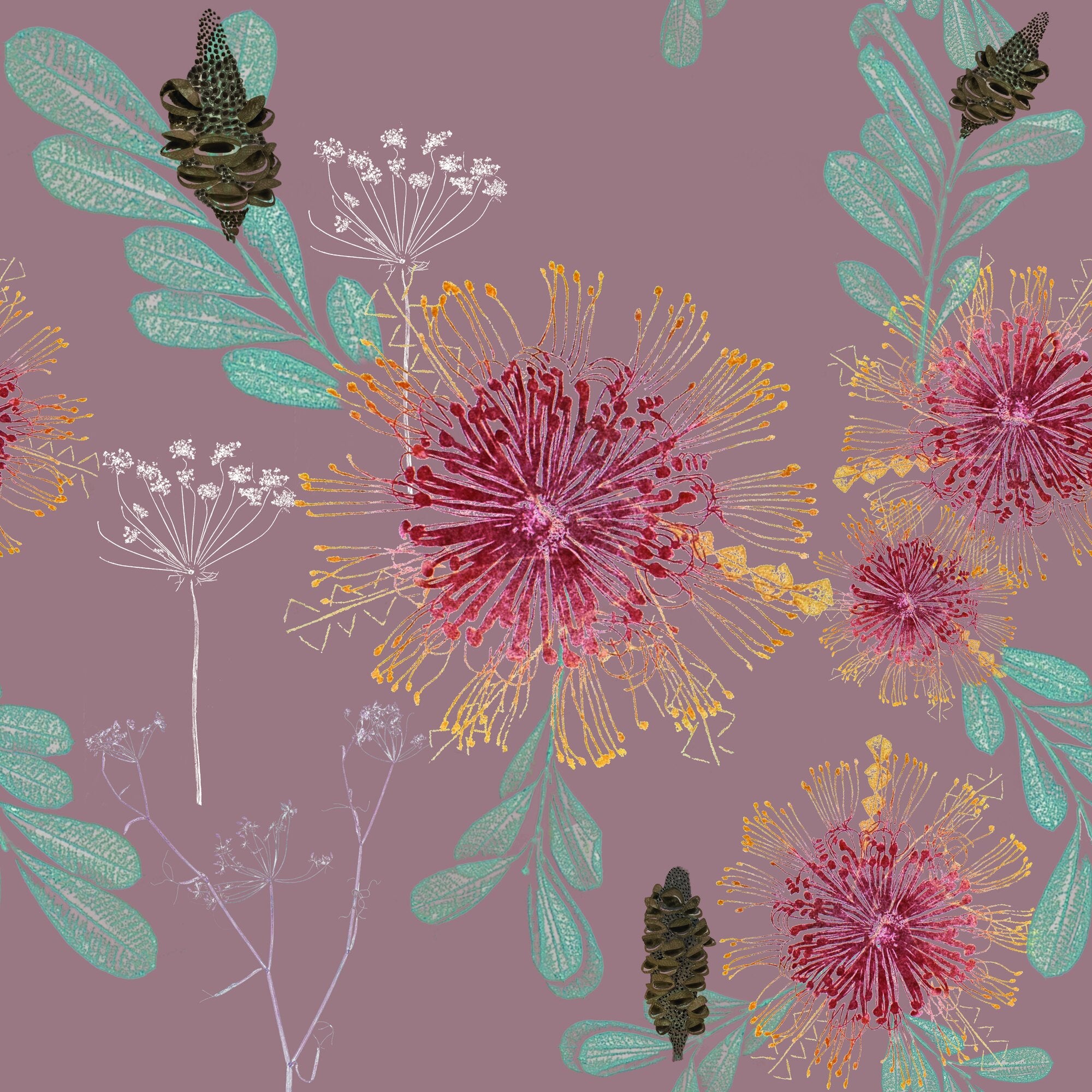 Vintage Banksias by Trudy Rice — Old Rose