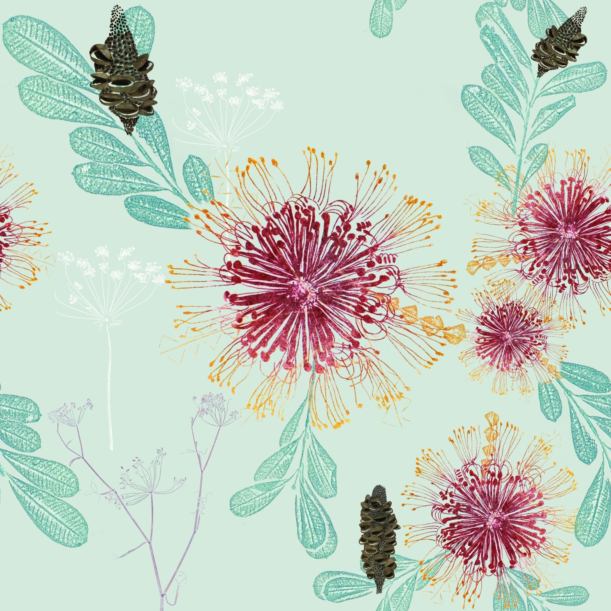 Vintage Banksias by Trudy Rice — Powder Blue