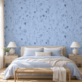 Watercolour Meadows in Powder Blue by Cat Bellini, peel and stick wallpaper styled on a feature wall