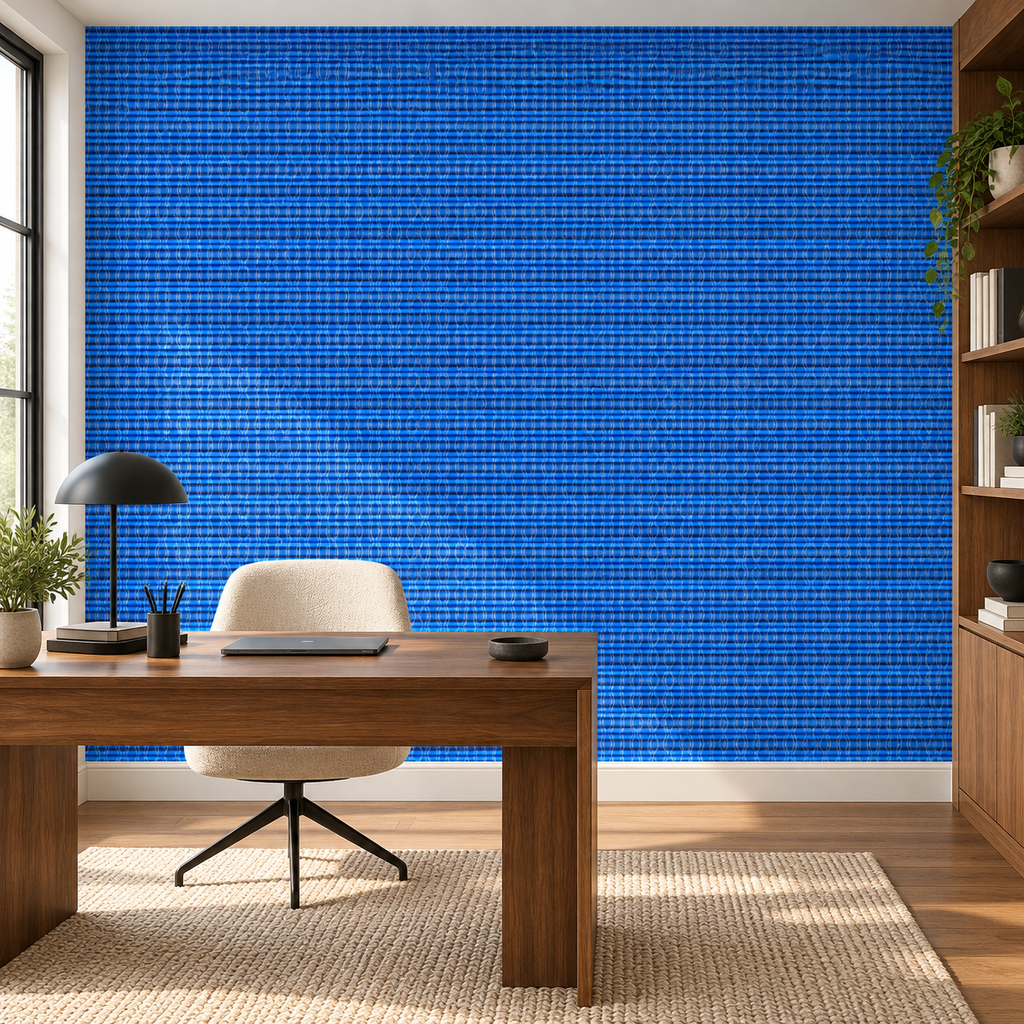Wave Grid, peel and stick wallpaper styled on a feature wall