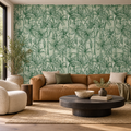 Wild Palms in Green by Cat Bellini, peel and stick wallpaper styled on a feature wall