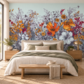 Wildflower Meadow, peel and stick wallpaper styled on a feature wall