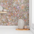 Wildflowers in Blush by De-Anne Strange, peel and stick wallpaper styled in a room