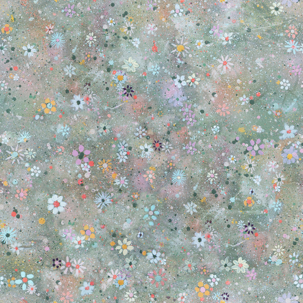 Wildflowers in Misty Blue by De-Anne Strange, peel and stick wallpaper