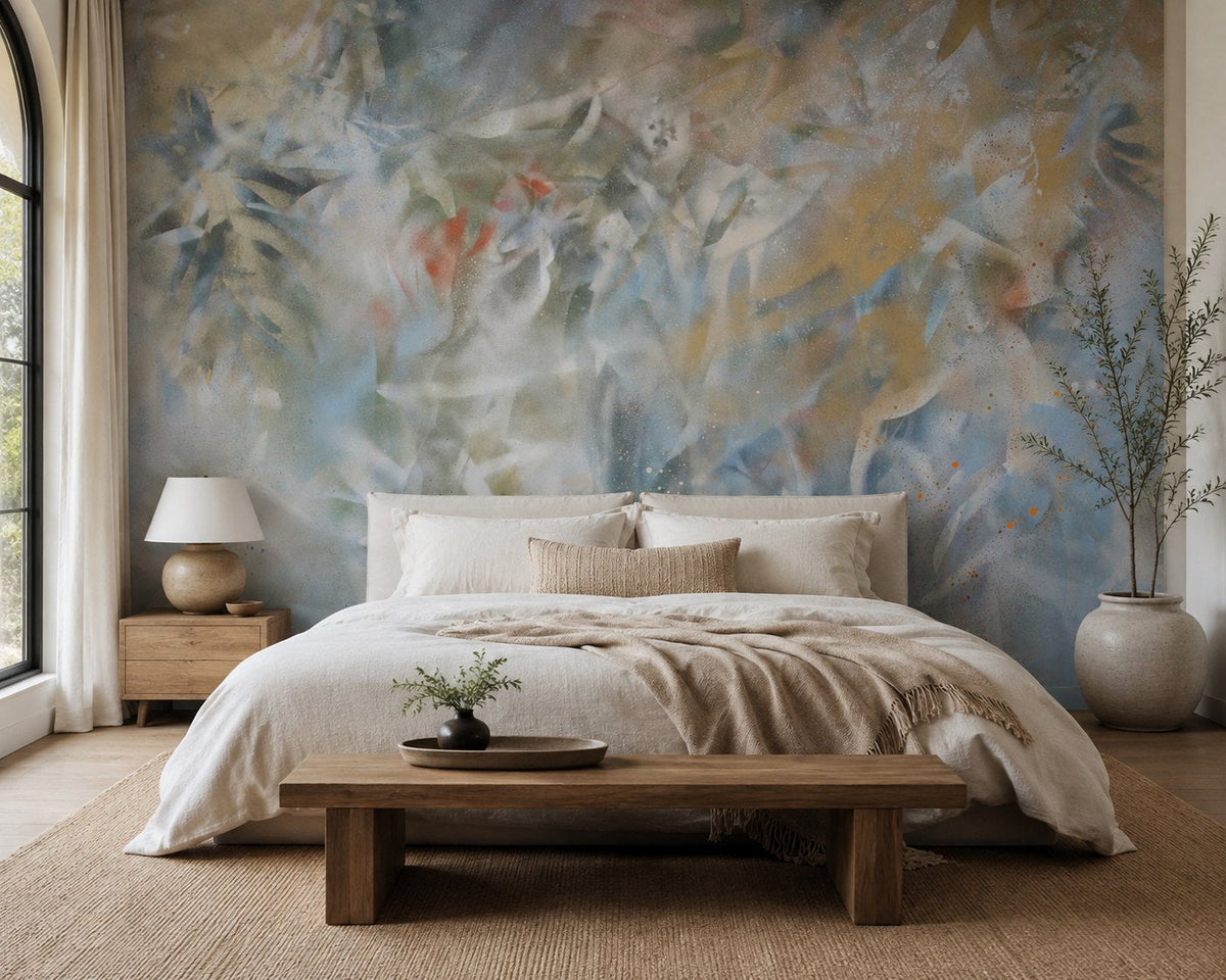 Wonder in the Wind mural by De-Anne Strange, peel and stick wallpaper styled in a room