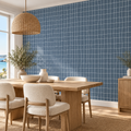 Woven Grid, peel and stick wallpaper styled on a feature wall