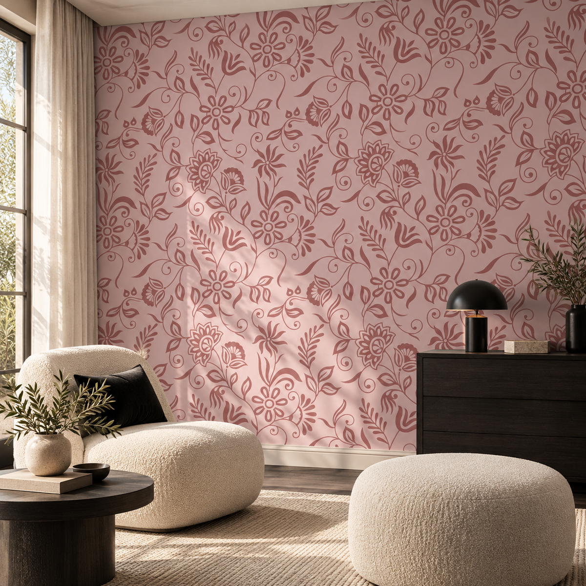 Zebra Stripe, peel and stick wallpaper styled on a feature wall